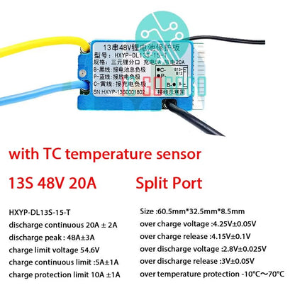 10S 36V  13S 48V Lithiumion Battery Protection Board BMS  15A20A With Temperature Sensor  Heat Sink 11