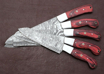Artisan Damascus Steel Chef Knife Set Of 5  Pakka Wood Kitchen Knives 1