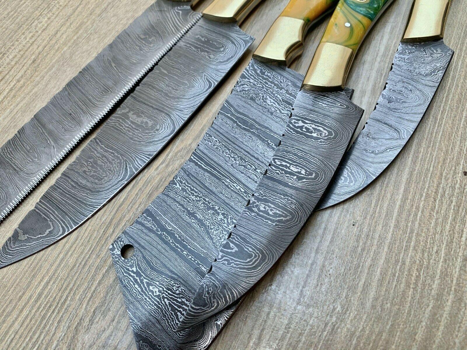 Handmade Damascus Steel Chef Knife Kitchen Set With Wood Handle 1
