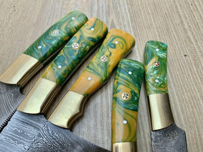 Handmade Damascus Steel Chef Knife Kitchen Set With Wood Handle 2