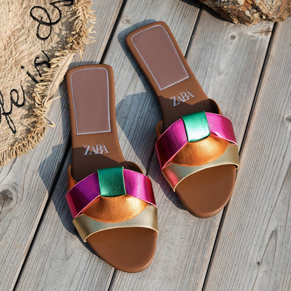 New Woven Luxury Designer Women Sandals Summer Flat Comfortable Casual Bottom Women Slippers Trendy 11