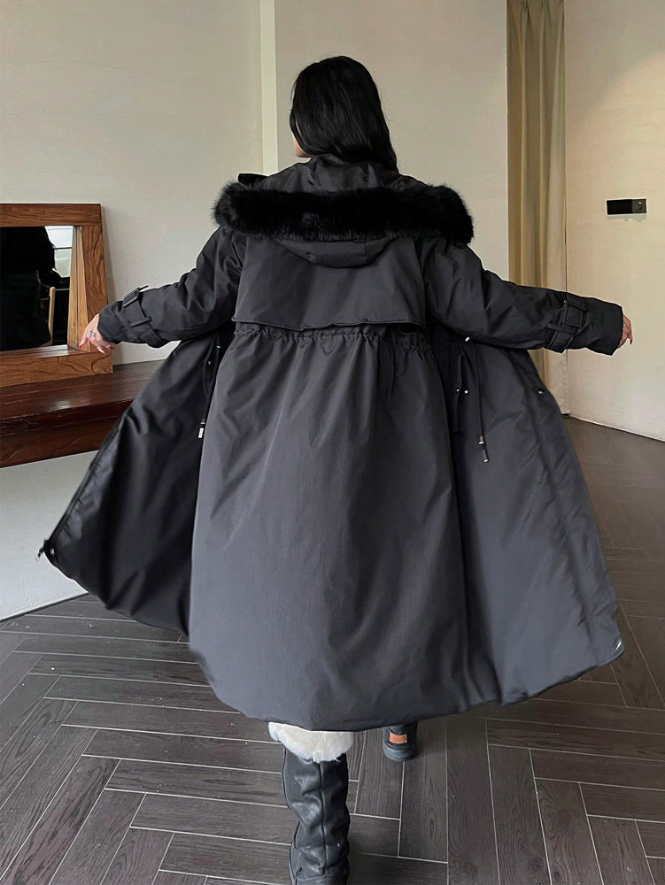 Plus Size Women Jacket, Hooded Furry Coat, Windproof Thickened Warm Fashion, Plush Cotton Clothes