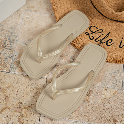 Casual Summer Women Flip Flops NonSlip Lightweight Solid Color Indoor Outdoor EVA Flat Sandals With 8
