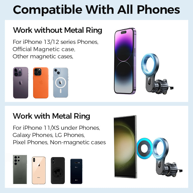 Strong Car Air Vent Phone Mount, Universal Magnetic Car Phone Holder, Compatible with iPhone, Samsung, LG, Google Pixel