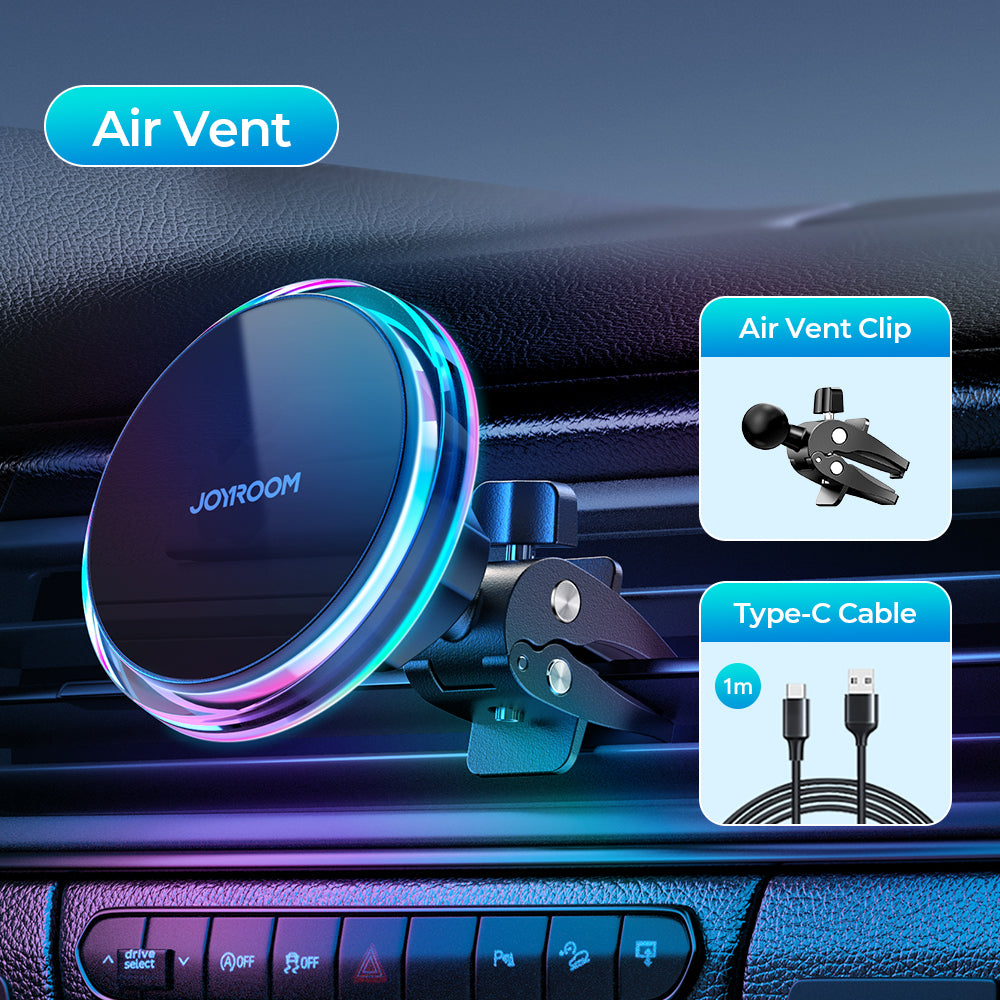 Wireless Charger For iPhone, Colorful Magnetic Car Phone Holder, Fast Charging Car Charger Holder