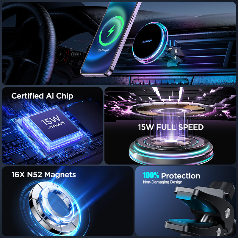 Wireless Charger For IPhone Colorful Magnetic Car Phone Holder Fast Charging Car Charger Holder 2