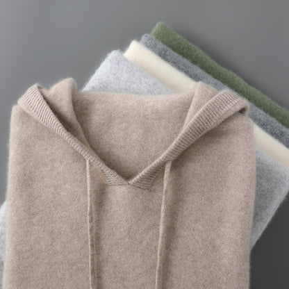 Mens Merino Wool Sweater Thick Hooded Pullover Soft Knitwear For Autumn Winter Casual Comfort Wool  1