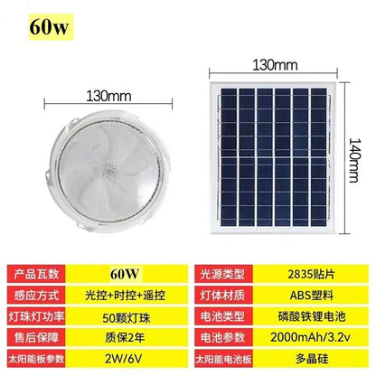 Solar Ceiling Light With Remote Control  60W500W Indoor  Outdoor LED SolarPowered Lamp For Garden H 6
