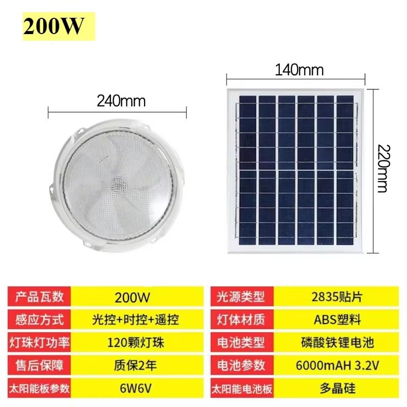 Solar Ceiling Light With Remote Control  60W500W Indoor  Outdoor LED SolarPowered Lamp For Garden H 8