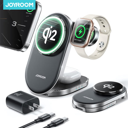 Foldable Qi2 3 in 1 Wireless Charging Station, Fast Wireless Charger Stand, iPhone & Apple Watch
