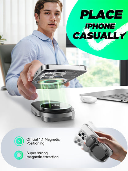 Foldable Qi2 3 In 1 Wireless Charging Station Fast Wireless Charger Stand IPhone  Apple Watch 3