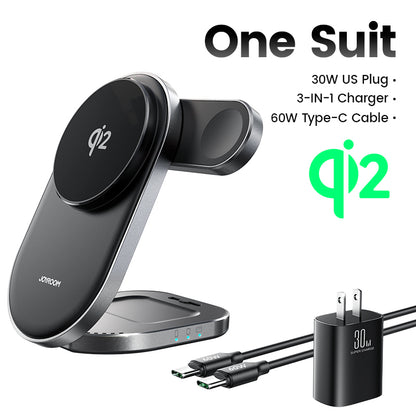 Foldable Qi2 3 In 1 Wireless Charging Station Fast Wireless Charger Stand IPhone  Apple Watch 7