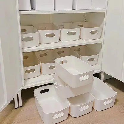 10pcs Large Capacity Storage Boxes with Lids – Household Plastic Organizer Baskets for Toys, Snacks & Desktop Sundries