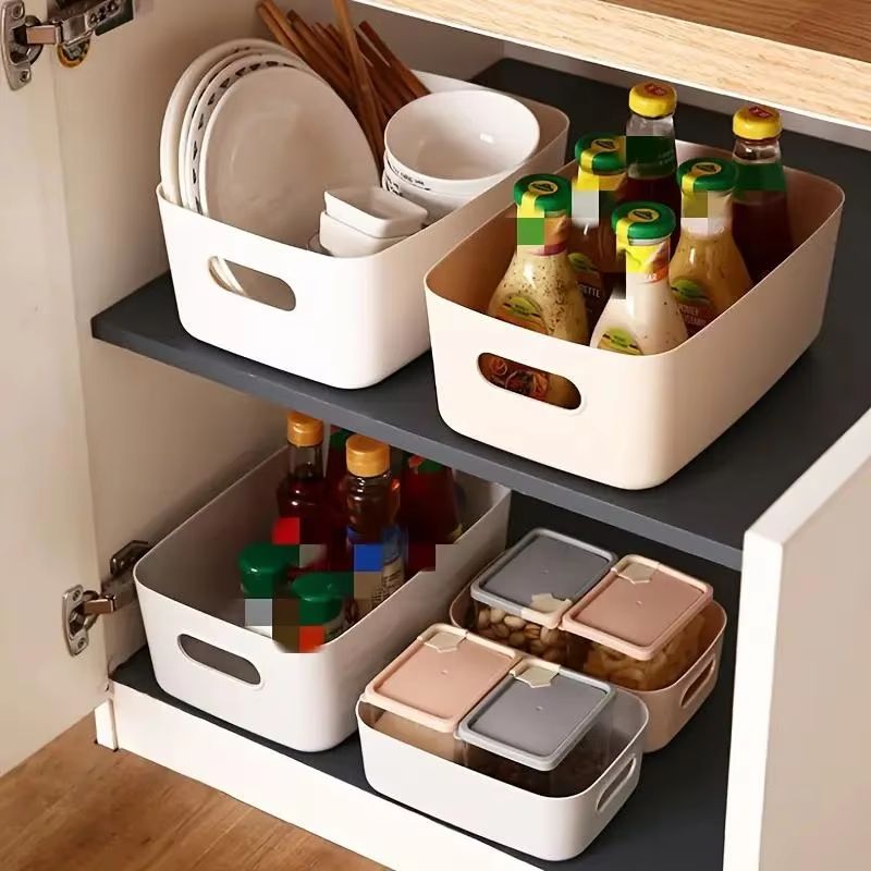 10pcs Large Capacity Storage Boxes With Lids  Household Plastic Organizer Baskets For Toys Snacks   1