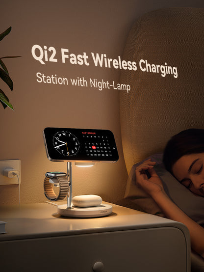 Fast Wireless Charger for iPhone, Qi2 Magnetic Charging Station, for iWatch, AirPods