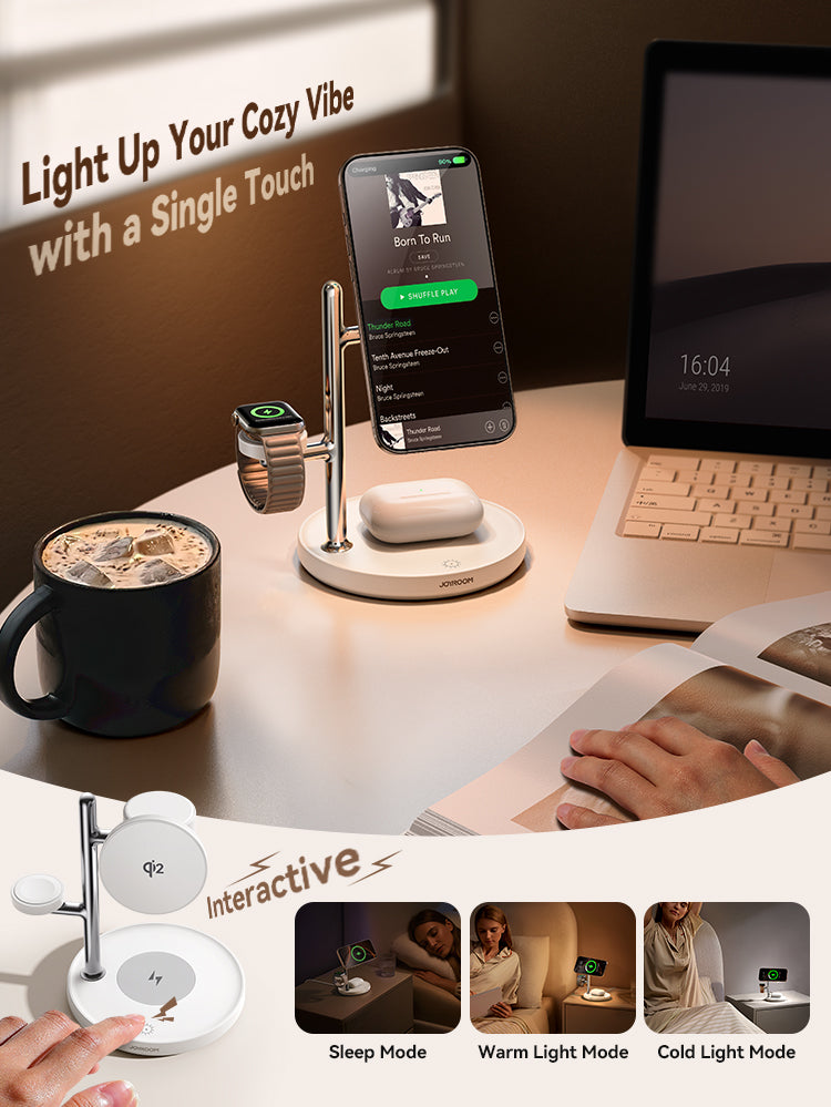 Fast Wireless Charger for iPhone, Qi2 Magnetic Charging Station, for iWatch, AirPods