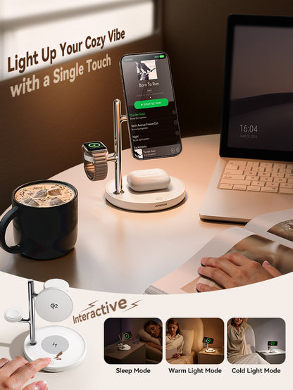 Fast Wireless Charger for iPhone, Qi2 Magnetic Charging Station, for iWatch, AirPods