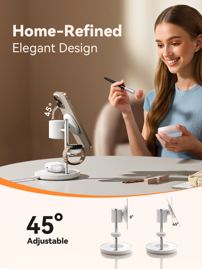 Fast Wireless Charger for iPhone, Qi2 Magnetic Charging Station, for iWatch, AirPods