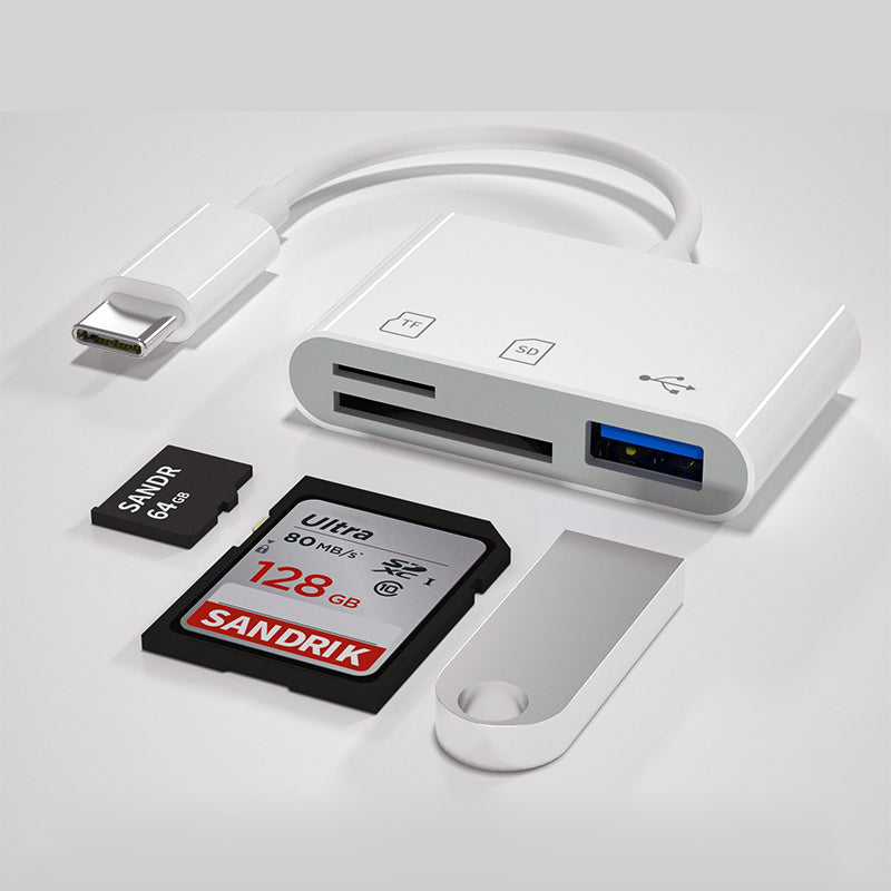 OTG Adapter USB 3.0 Type C SD TF Card Reader for iPhone 14 15 16 iPad MacBook Android Cameras Plug and Play