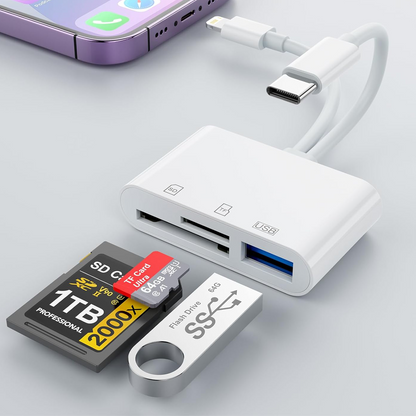 OTG Adapter USB 3.0 Type C SD TF Card Reader for iPhone 14 15 16 iPad MacBook Android Cameras Plug and Play