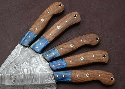 Handmade Damascus Kitchen 5 Chef Knives Set With Rosewood Handle 3
