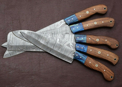 Handmade Damascus Kitchen 5 Chef Knives Set With Rosewood Handle 2