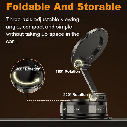 Universal 360° Vacuum Magnetic Car Phone Mount, Suction Cup Holder for iPhone, Samsung, Xiaomi