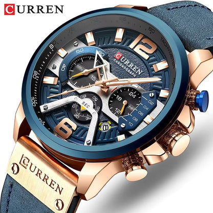 Curren 8329 Men's Luxury Military Sport Watch – Leather Strap Quartz Wristwatch for Everyday & Formal Wear