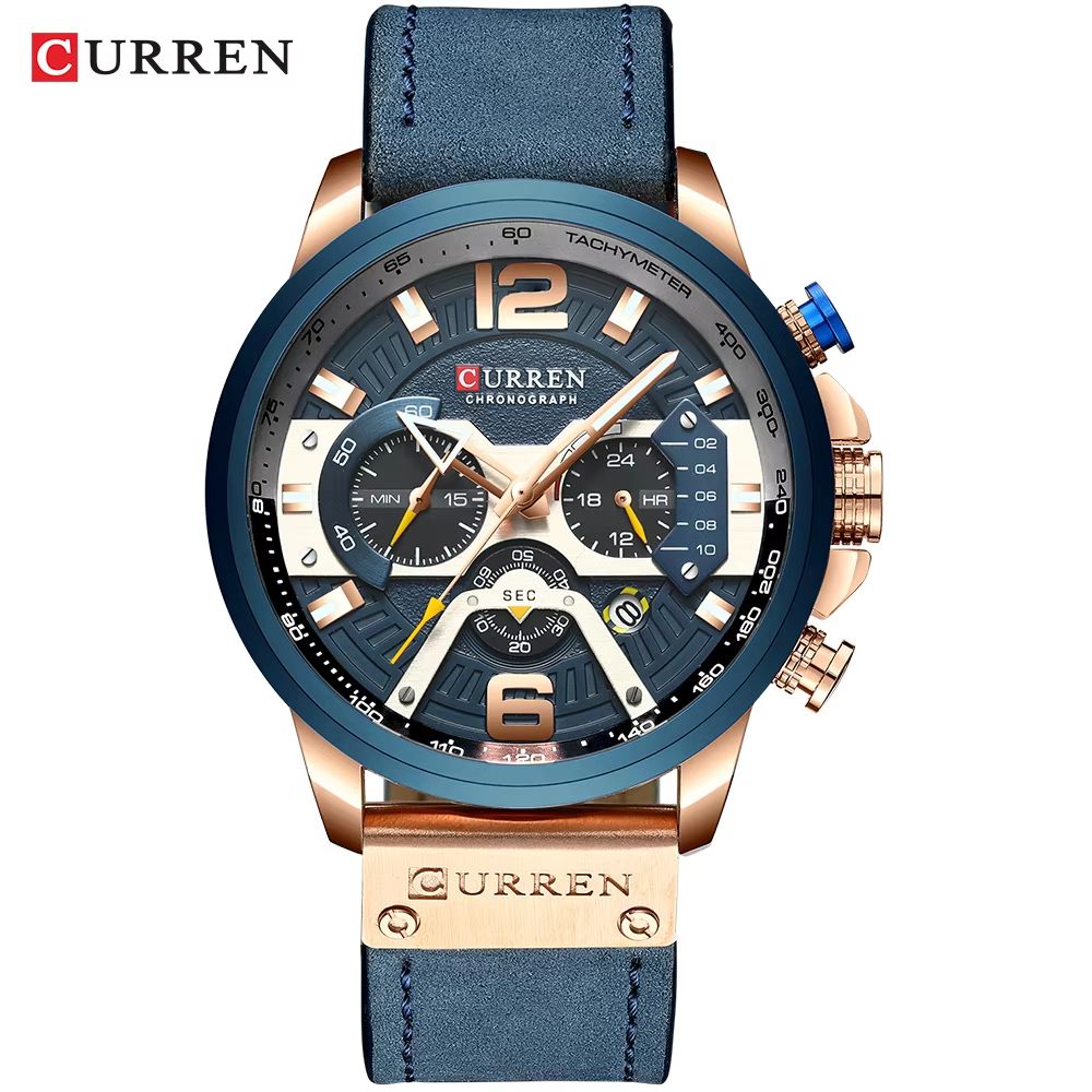 Curren 8329 Mens Luxury Military Sport Watch  Leather Strap Quartz Wristwatch For Everyday  Formal  1