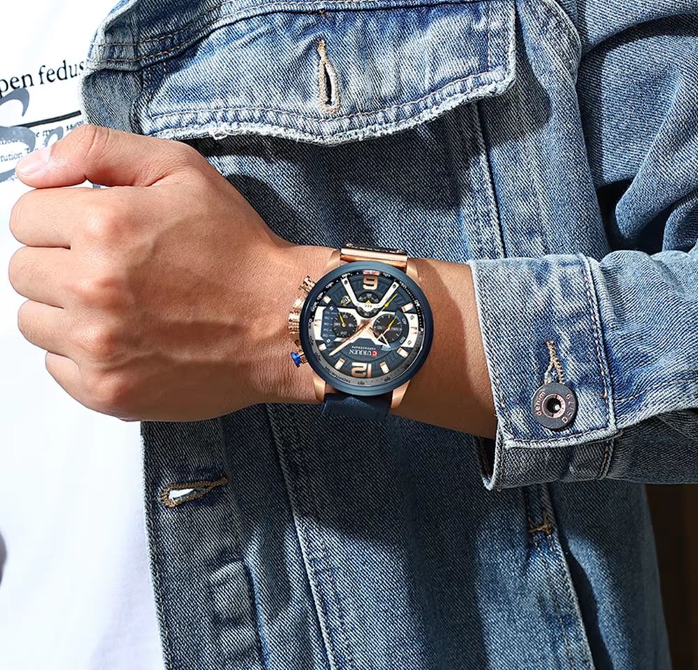 Curren 8329 Mens Luxury Military Sport Watch  Leather Strap Quartz Wristwatch For Everyday  Formal  4