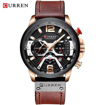 Curren 8329 Mens Luxury Military Sport Watch  Leather Strap Quartz Wristwatch For Everyday  Formal  8
