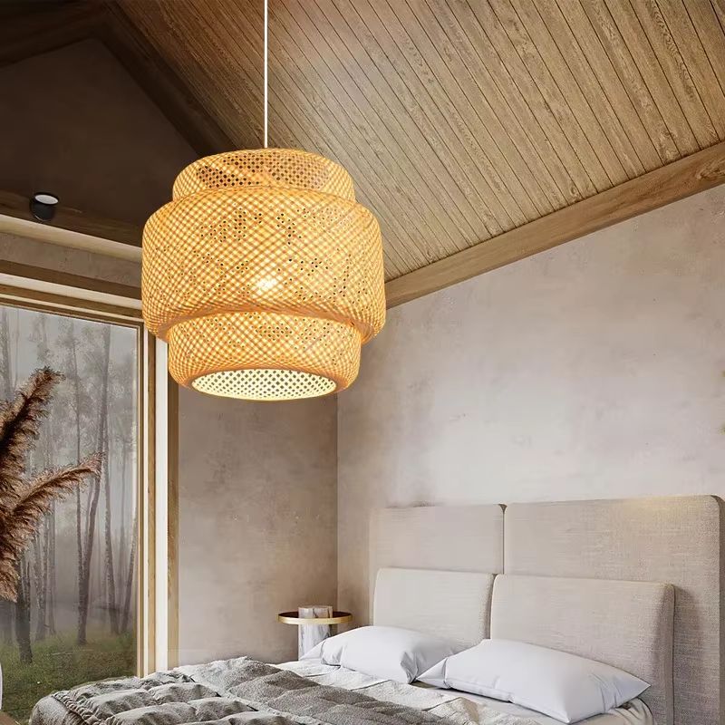 30cm Modern Bamboo Pendant Light  Handwoven Bamboo Chandelier For Dining Room Bedroom  Living Space 1