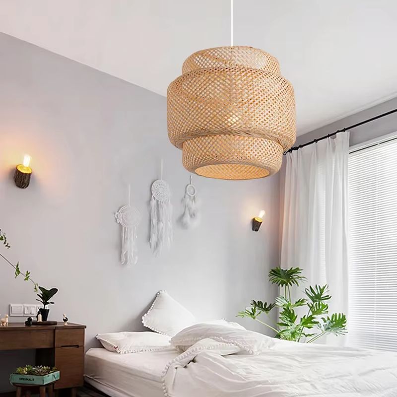 30cm Modern Bamboo Pendant Light  Handwoven Bamboo Chandelier For Dining Room Bedroom  Living Space 3