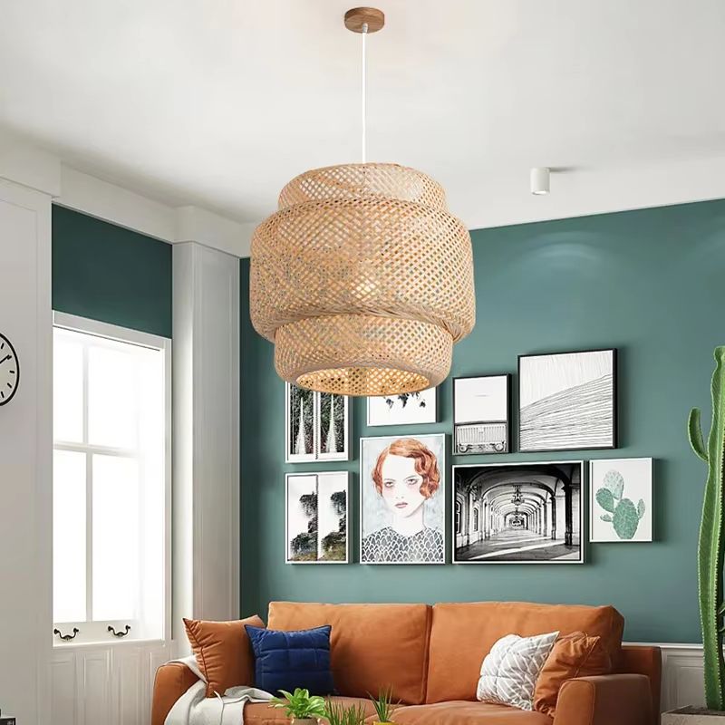 30cm Modern Bamboo Pendant Light  Handwoven Bamboo Chandelier For Dining Room Bedroom  Living Space 4