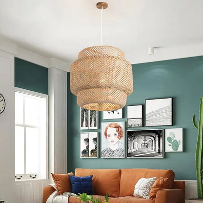 30cm Modern Bamboo Pendant Light  Handwoven Bamboo Chandelier For Dining Room Bedroom  Living Space 4