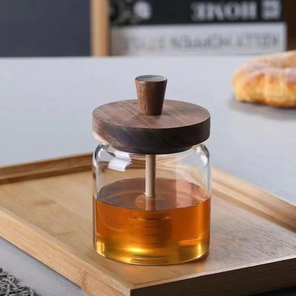 Glass Honey Jars With Dipper  Lid  Wide Mouth Containers For Honey Syrup  Kitchen Storage 1