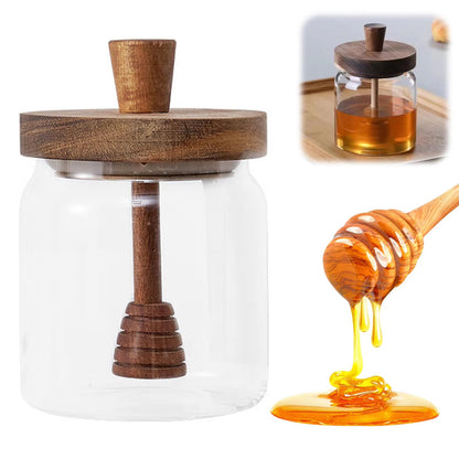Glass Honey Jars With Dipper  Lid  Wide Mouth Containers For Honey Syrup  Kitchen Storage 5