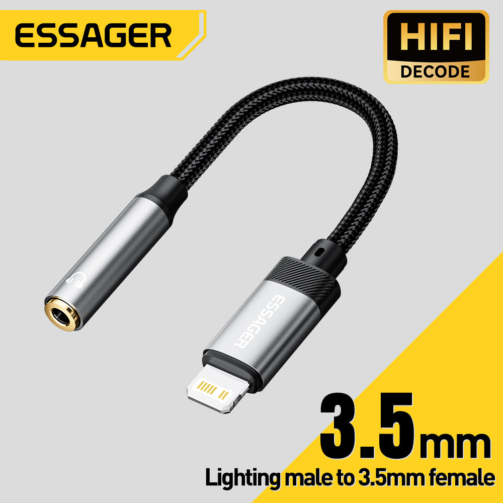 Headphone Aux Cable USB Type C to 3.5 Adapter, Lightning to 3.5 mm Jack Audio Adapter, OTG Type C for iPhone Xiaomi