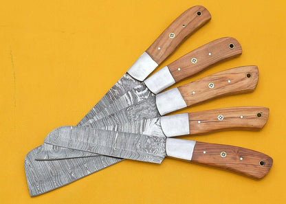 Handmade Damascus Chef Knife Set Of 5 With Popular Wood Handle 3