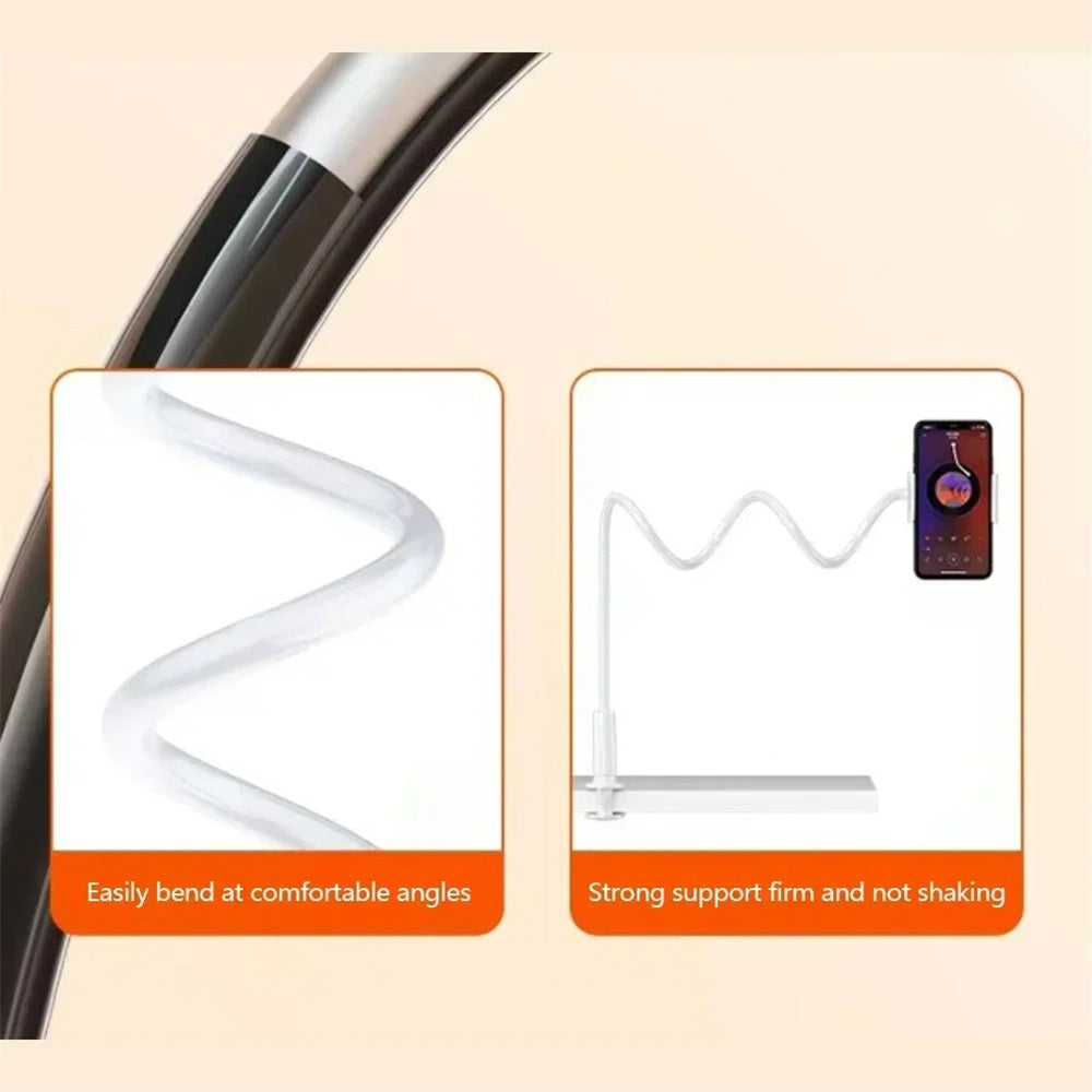 360 Flexible Bedside Desktop Overhead Phone Holder, Lazy Gooseneck Long Arm Clip Bracket, For iPhone Samsung Live Stream