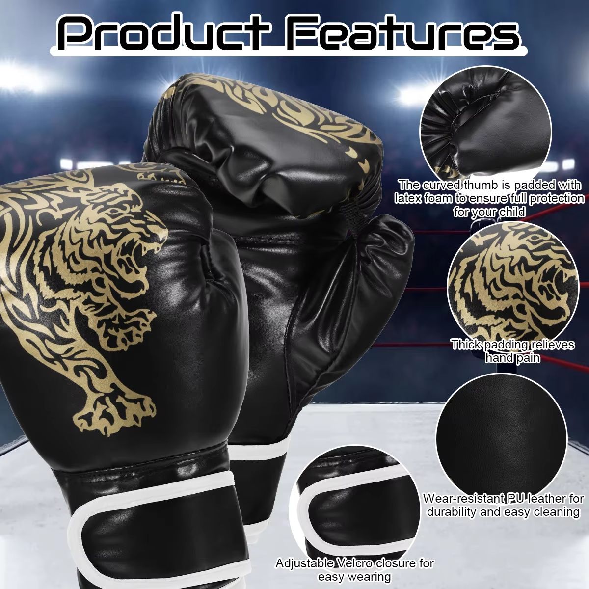Breathable PU Leather Boxing Gloves  Adult  Kids Training Kickboxing Gloves For Indoor And Outdoor  3