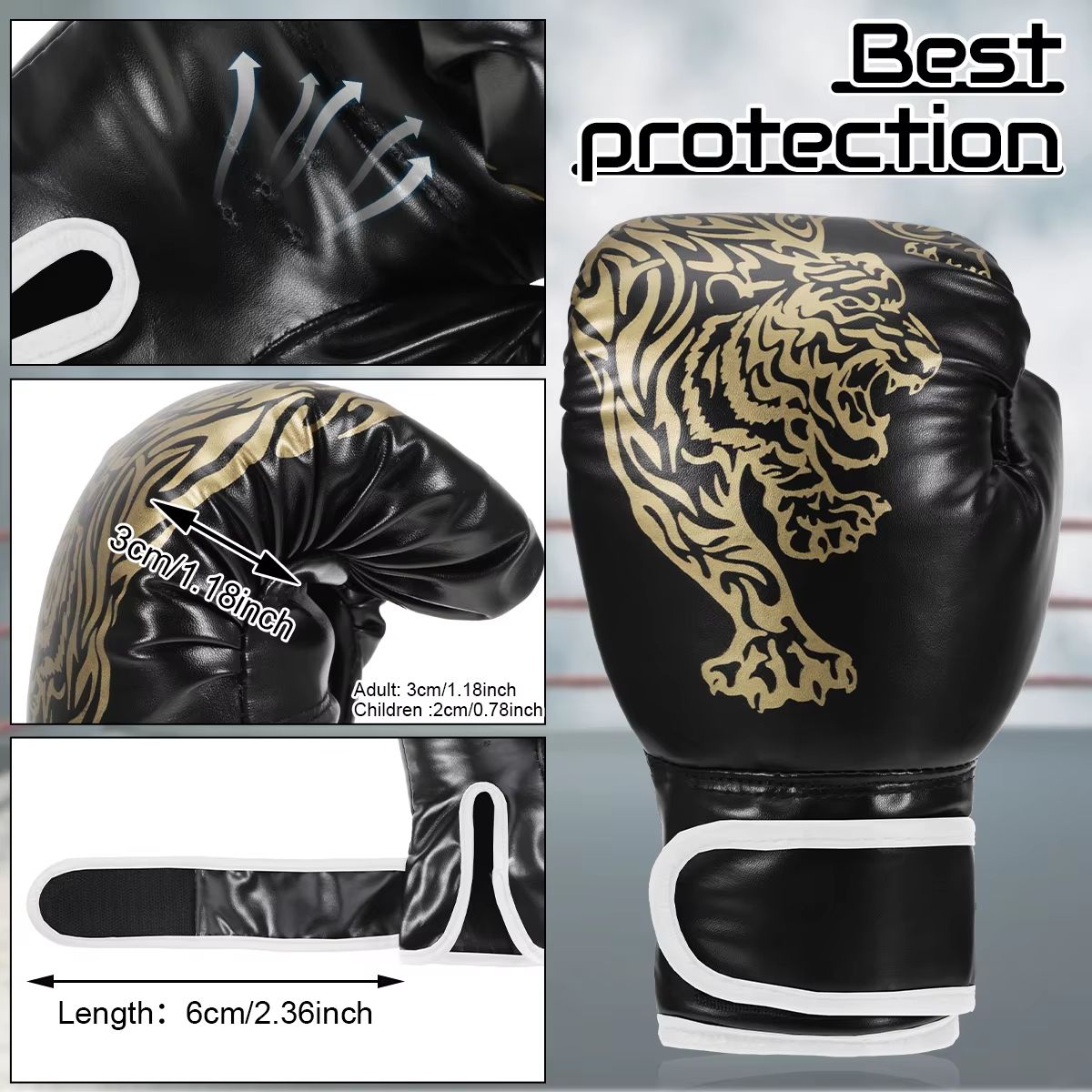Breathable PU Leather Boxing Gloves  Adult  Kids Training Kickboxing Gloves For Indoor And Outdoor  5