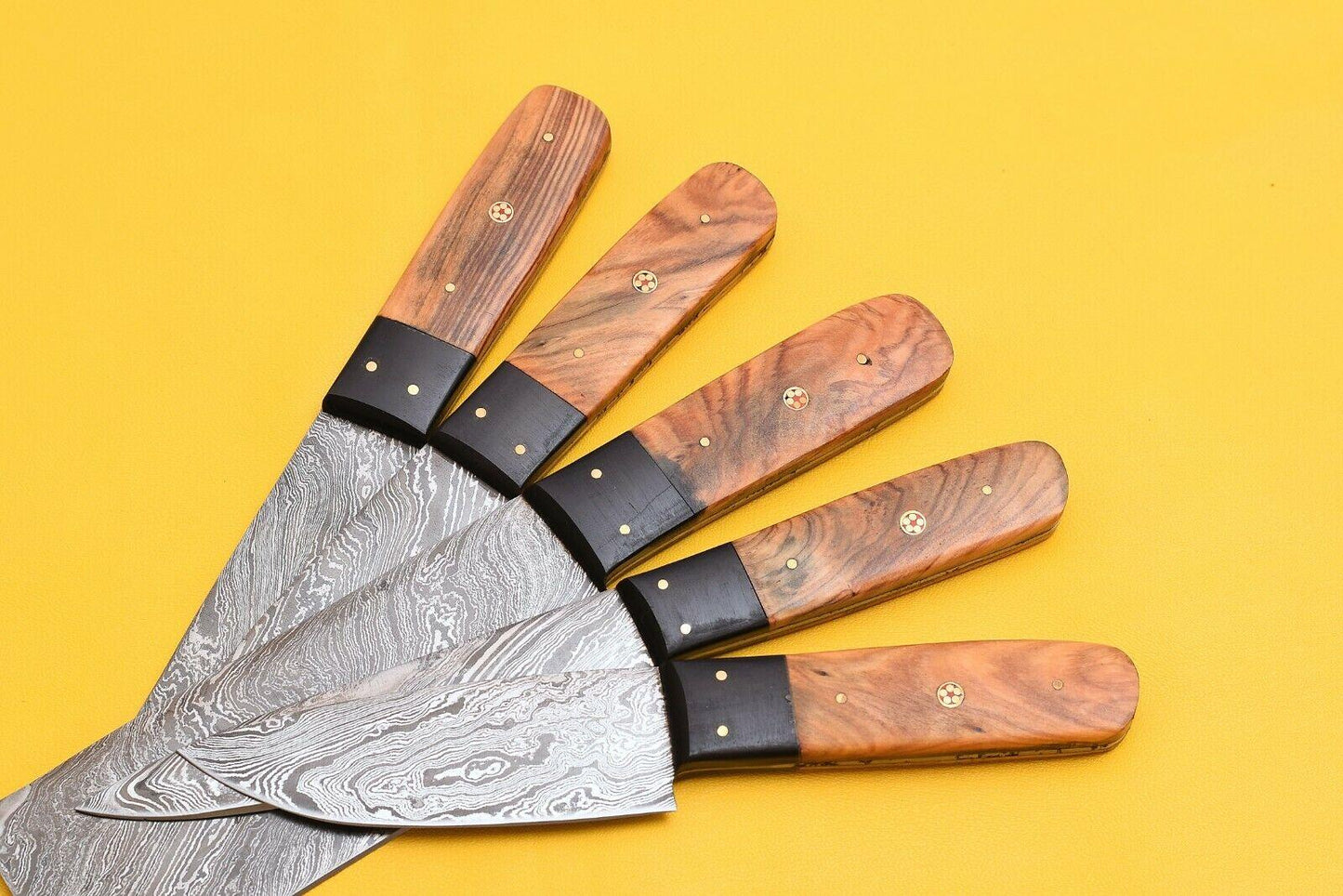 5Piece Damascus Steel Kitchen Chef Knives With Popular Handles 3