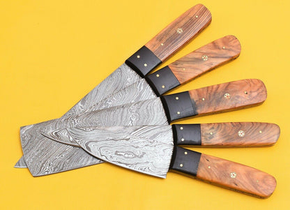 5Piece Damascus Steel Kitchen Chef Knives With Popular Handles 2