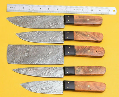 5Piece Damascus Steel Kitchen Chef Knives With Popular Handles 1