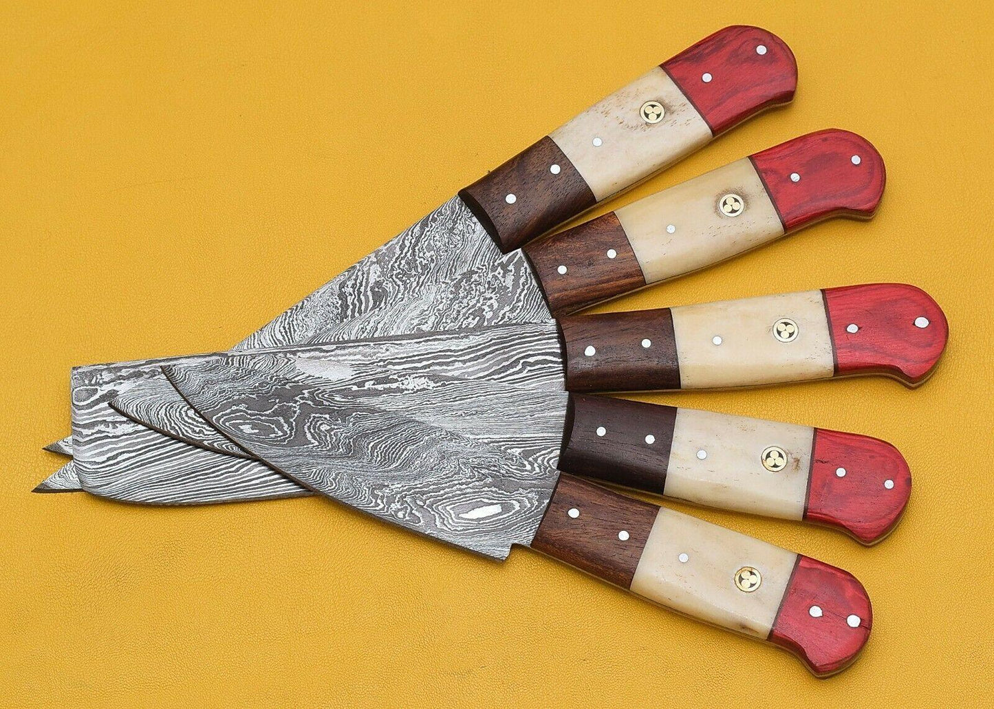 Custom Handmade Damascus Chef Knives Set – Popular Wood Handle