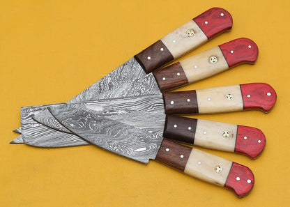 Custom Handmade Damascus Chef Knives Set – Popular Wood Handle