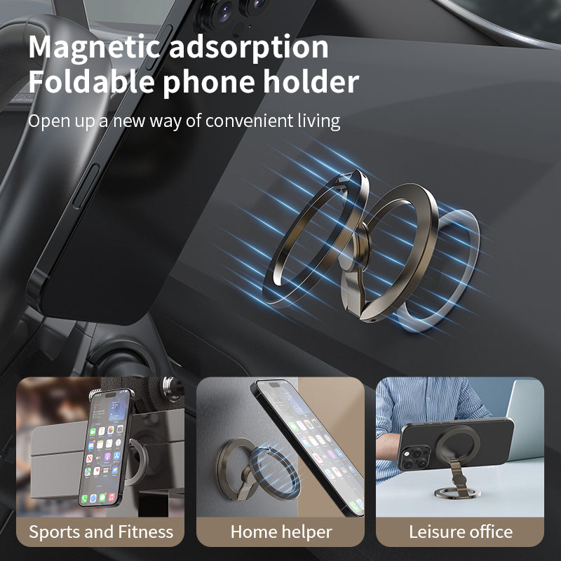 Portable Phone Holder For IPhone Samsung Double Magnetic Phone Ring Stand Foldable Rotate Super Mag 2