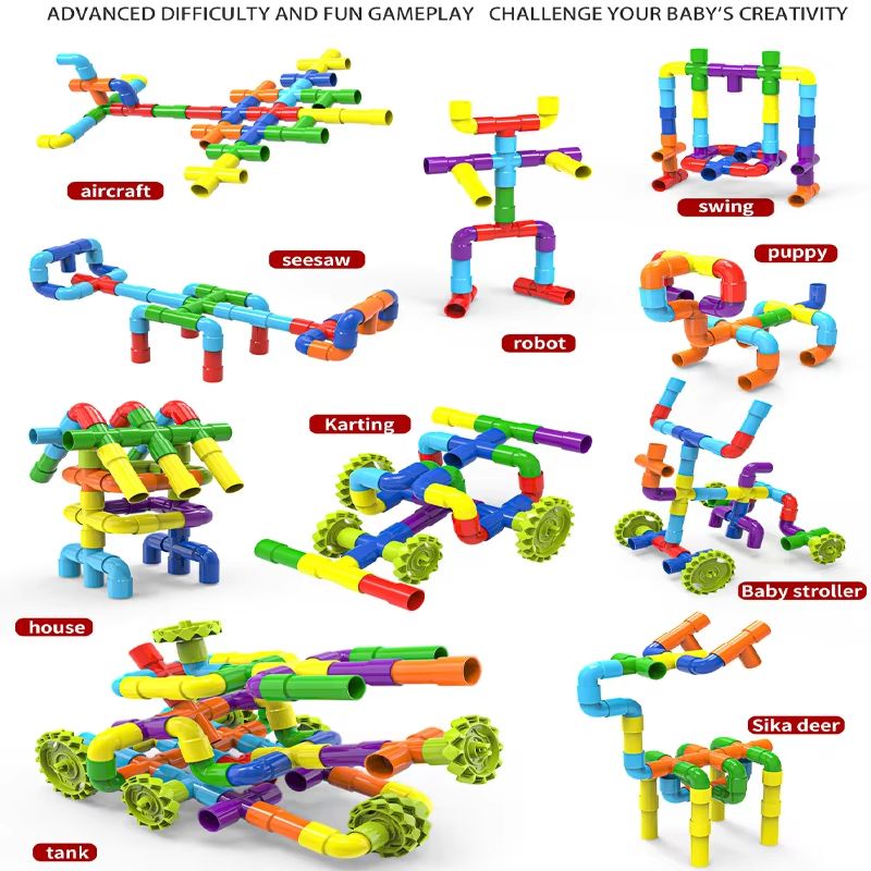 DIY Building Pipe Blocks  Creative Water Pipe Splicing Construction Toy For Kids 5