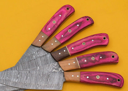Premium Damascus Steel Kitchen Knife Set Of 5  Pakka Wood Grip 3